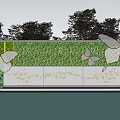 Outdoor Garden Feature Wall With Lush Green Plant Backdrop And Metal Butterfly Decorations
