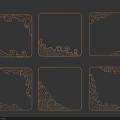 Elegant Square Frames With Intricate Corner Carved Patterns On Blue Background 3d model