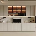 Modern Kitchen Wine Cabinet With Glass Door Shelves Wine Bottles And White Cabinets