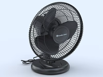 Black Air Cooler Table Fan With Metal Grille Blades And Stable Base By Cecotec 3d model