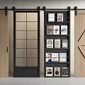 Barn Doors Featuring Various Wooden Panels Glass Inserts and Modern Styles 3d model