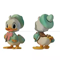 Cute Duck Doll With Front And Back View Green Hat Pink Bow And Yellow Feet