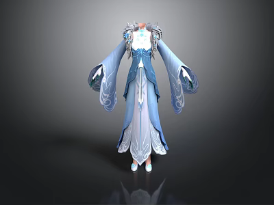 Traditional Chinese Dress As Living Essential With Blue White Color And Elegant Flowing Design 3d model