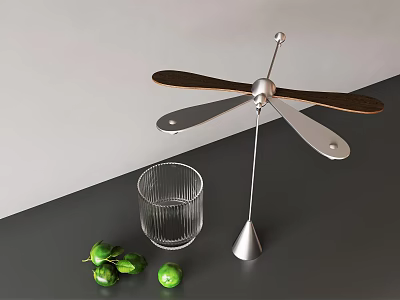 Modern Air Cooling Fan With Wooden And Metal Blades For Tabletop Home Use 3d model