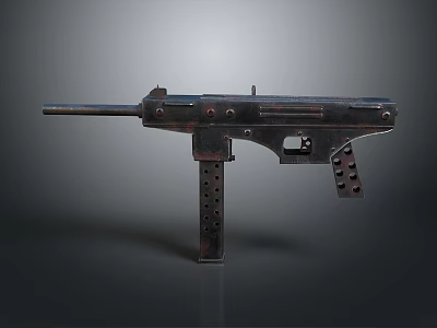Vintage Submachine Gun Featuring Metal Barrel Magazine And Tactical Grip Design 3d model