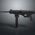 Vintage Submachine Gun Featuring Metal Barrel Magazine And Tactical Grip Design