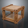 Wooden Frame Stone Top Two Tier Table With Natural Grain And Stable Base