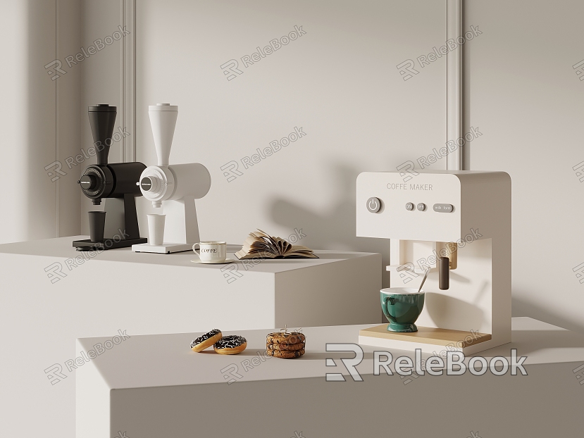 modern appliances coffee machine books food model