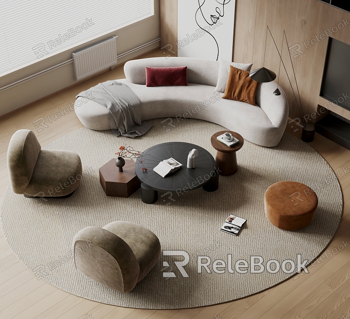 Modern sofa coffee table combination model