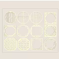 New Chinese-style openwork window Metal openwork carved window 3d model
