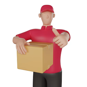 Modern courier man cartoon courier 3d model