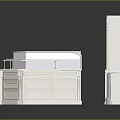 Elegant Luxury Kitchen Scene Components With Marble Countertop Cabinets And Decorative Cart