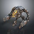 Intricate Mechanical Creature Character With Metallic Armor And Glowing Core 3d model