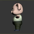 Cartoon Pink Pig With Big Ears Wearing Green Overalls Blue Shoes And Outstretched Arms