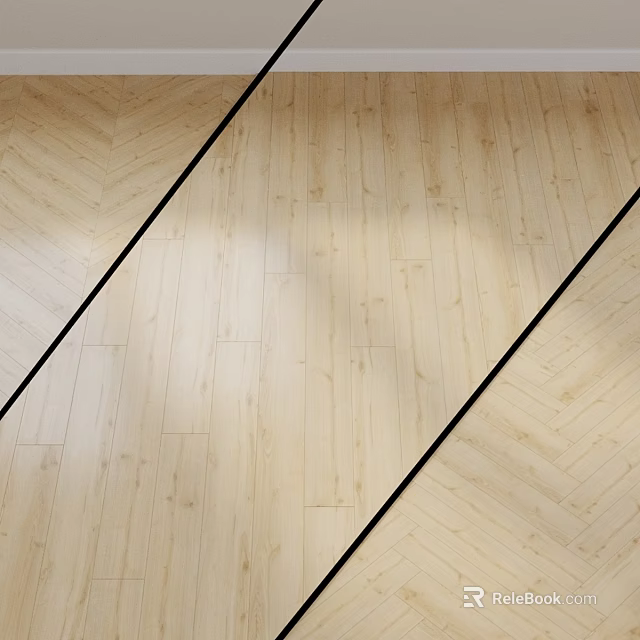 Modern Wooden Flooring With Herringbone Pattern And Black Structural Lines Interior Design 3d model