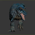 Fierce Blue Dinosaur Character With Orange Spots And Open Mouth