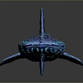 Vibrant Blue Shark Sculpture Featuring Intricate Patterns And Marine Art Design