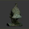 Ancient Bronze Bird Sculpture With Decorative Container Base And Intricate Carving Details