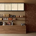 Warm Coffee Shop Interior With Menu Boards Wooden Counter Coffee Equipment And Herringbone Wood Wall