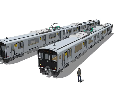 Detailed 3D Model of Modern Subway Trains With Person for Size Comparison 3d model