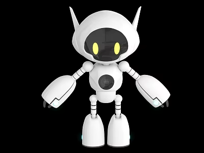 Smart Humanoid Robot with White Body Yellow Eyes Camera and Human Like Arms Design 3d model
