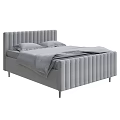 Light Colored Velvet Double Bed With Vertical Tufted Headboard And Modern Design 3d model