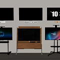 Modern Televisions in Wall Mount and Stand Designs with Wooden Cabinet Displays