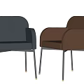 Modern Leisure Chairs Gray and Brown Upholstered with Armrests and Black Metal Legs Contemporary Design