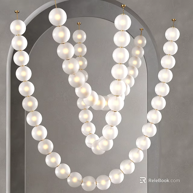 White Beaded Chandelier Modern Design Hanging Pendant Lights For Living Room Decor 3d model 