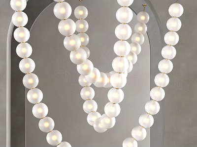 White Beaded Chandelier Modern Design Hanging Pendant Lights For Living Room Decor 3d model
