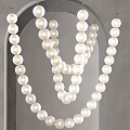 White Beaded Chandelier Modern Design Hanging Pendant Lights For Living Room Decor