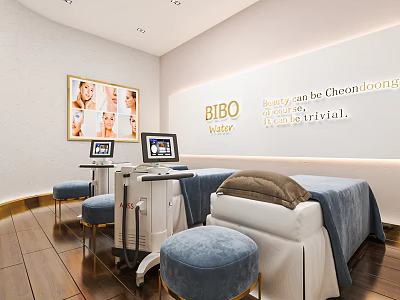 BIBO Vaster Beauty SPA Interior With Massage Bed Equipment And Beauty Posters 3d model
