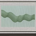 Modern Textured Green Wavy Pattern Wall Art in Black Frame with Light Background 3d model