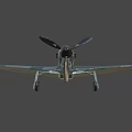Vintage Military Airplane With Camouflage Paint Number 22 Red Star Emblem And Propeller