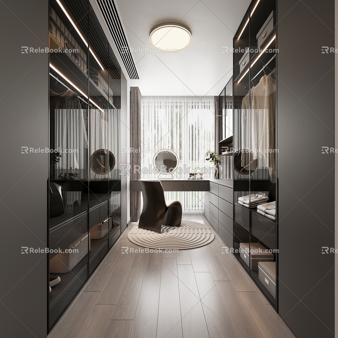 black and white gray cloakroom 3d model