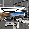 4S Store Showroom Displaying New Cars With Modern Interior And Lighting