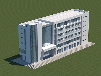 Modern Multi Storey Office Building With Large Glass Windows And White Exterior 3d model