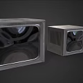 Vintage Silver Televisions With Metal Cases Arranged In A Retro Row