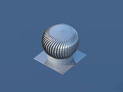 Stainless Steel Round Dome Ventilation Fan With Square Base For Household Use 3d model
