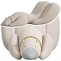 Green Bear Shaped Lounge Chair With Soft Material And Gold Chain Accent Design