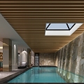 Modern Swimming Pool Underground Pool Recreation Area 3d model