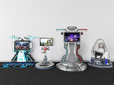 VR Gaming Equipment Featuring Multiple Screens Interactive Seats And Control Consoles 3d model