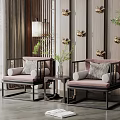 New Chinese Casual Sofa Combination Single Sofa Combination 3d model