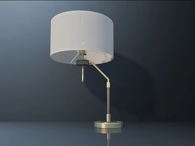 Modern Minimalist Table Lamp With White Fabric Shade Adjustable Metal Arm And Stable Round Base 3d model