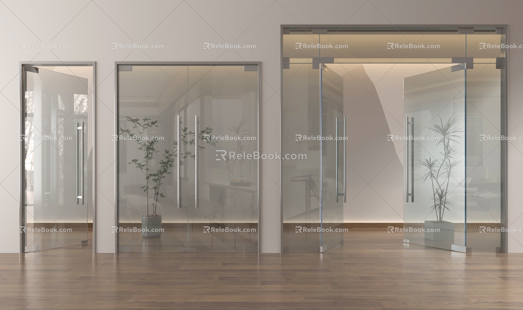 Modern Glass Single Door Glass Double Door Glass Door Entry Door Office Glass Door 3d model