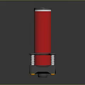 Red Cylindrical Household Storage Container With Gray Base And Metal Springs For Home Use