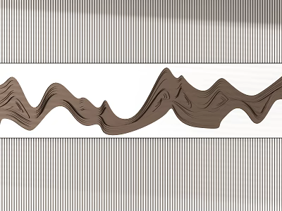 Abstract Brown Wavy Wall Decoration With Vertical Striped Background Design 3d model
