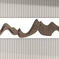 Abstract Brown Wavy Wall Decoration With Vertical Striped Background Design 3d model