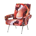 Colorful Patterned Velvet Armchair With Modern Design And Metal Legs For Living Room