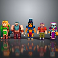 Colorful Pixel Style Characters with Various Outfits and Unique Standing Poses